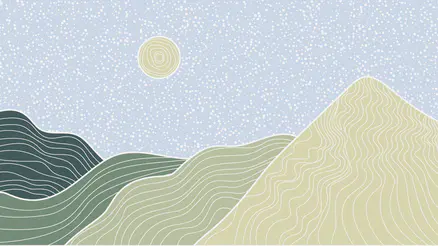 绿色扁平化波浪线条日式风格山峰背景图